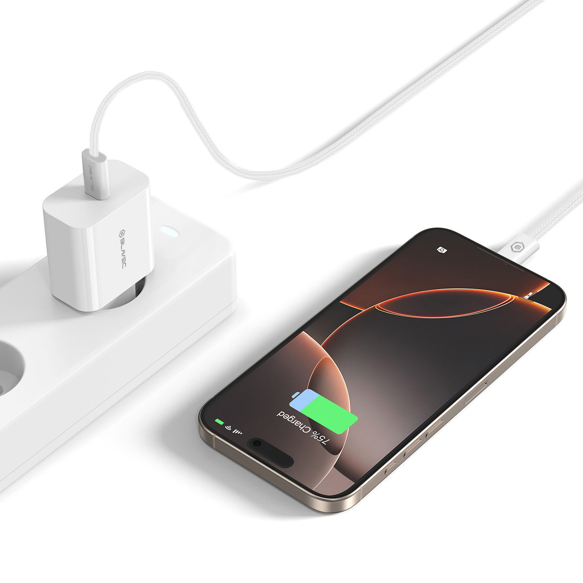 Sieťová nabíjačka Blavec BC-7, 45W, 3A, 1 x USB-C, Biela