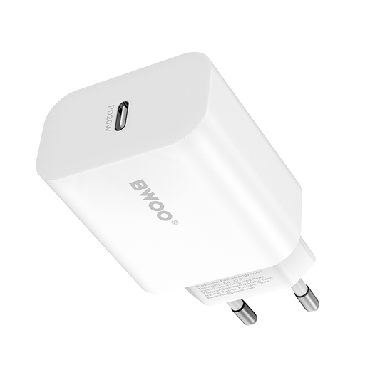 Sieťová nabíjačka BWOO CDA233, 20W, 3A, 1 x USB-C, Biela