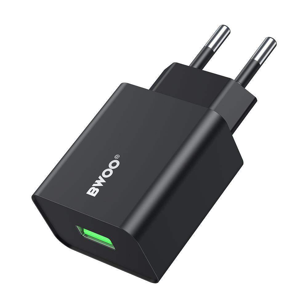 Sieťová nabíjačka BWOO CDA249, 12W, 2.4A, 1 x USB-A, Čierna