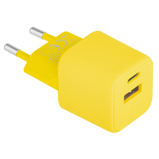 Sieťová nabíjačka Colourum CLS30-AC-05, 30 W, 3A, 1 x USB-A - 1 x USB-C, žltá