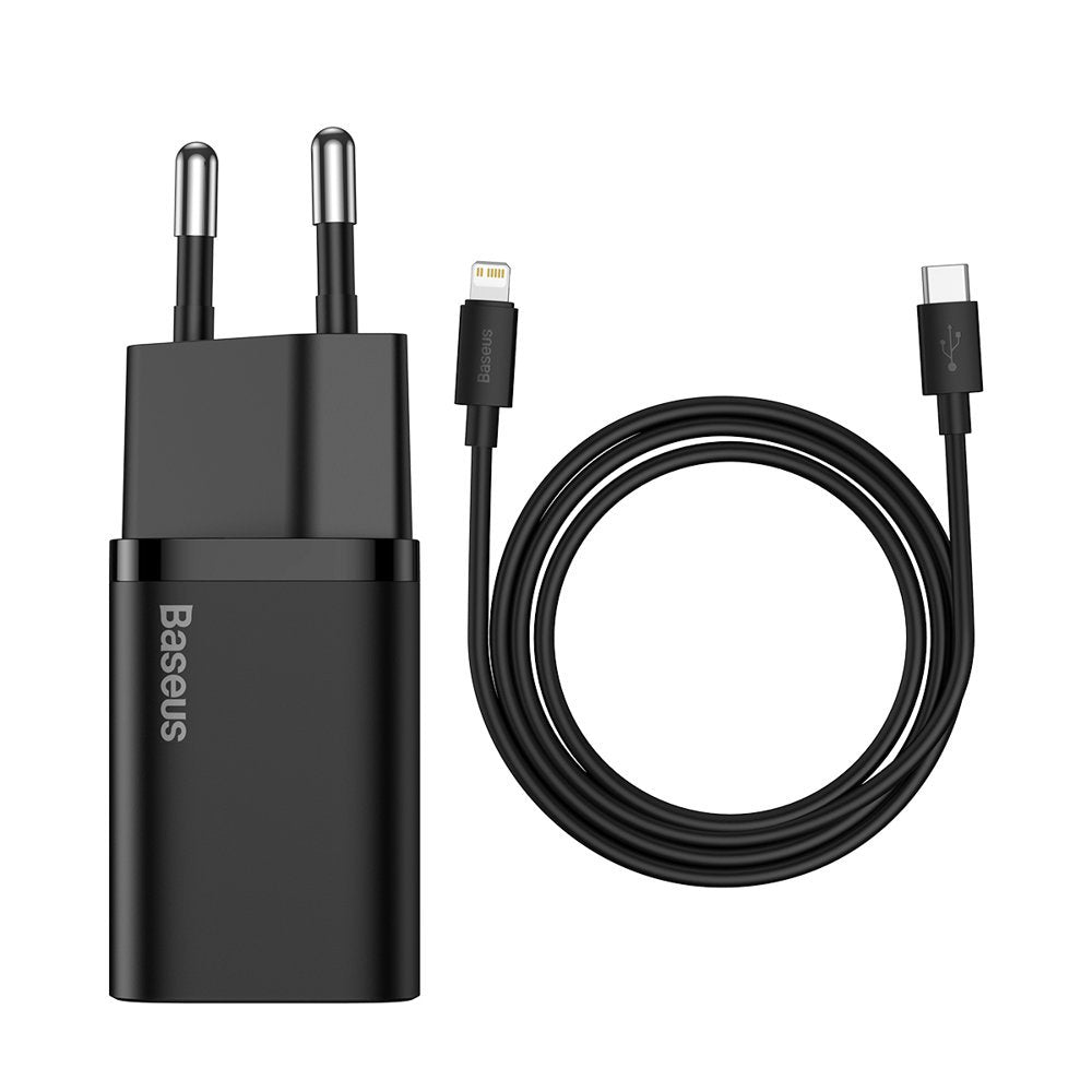 Sieťová nabíjačka Baseus Super Si s káblom Lightning, 20 W, 3A, 1 x USB-C, čierna TZCCCSUP-B01