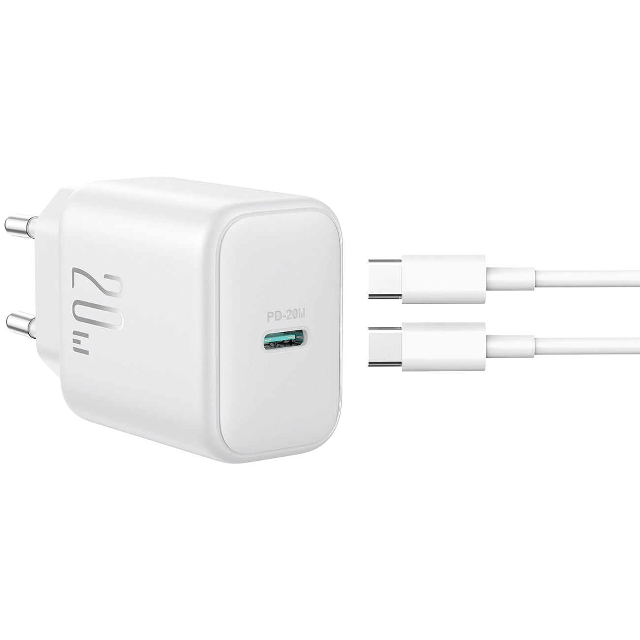 Sieťová nabíjačka s káblom USB-C Joyroom JR-TCF20, 20W, 3A, 1 x USB-C, Biela