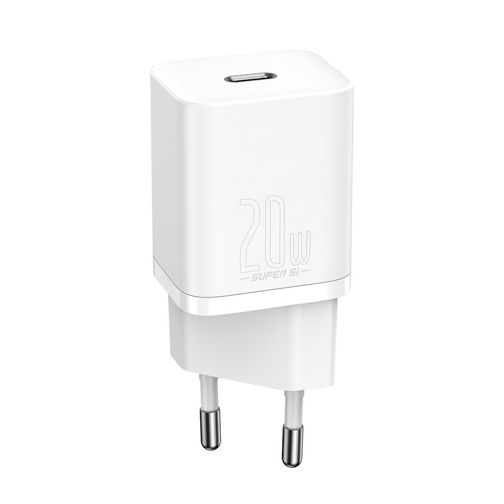 Baseus Super Si Network Charger with Lightning Cable, 20W, 3A, 1 x USB-C, White TZCCCSUP-B02