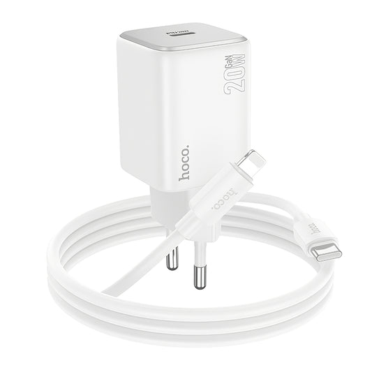 Sieťová nabíjačka s káblom Lightning HOCO N40, 20W, 3A, 1 x USB-C, Biela