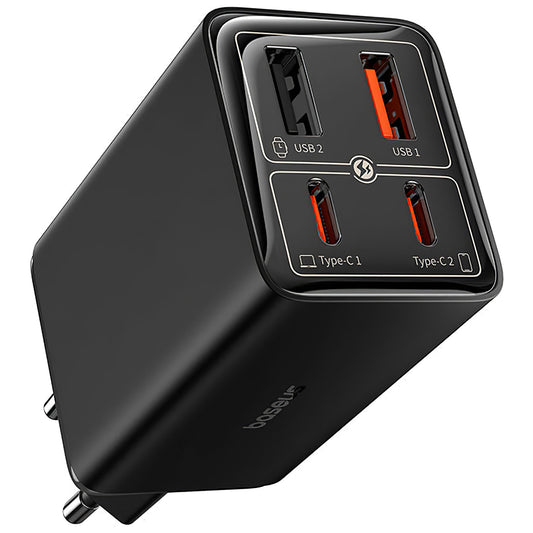 Káblová sieťová nabíjačka Baseus GaN6 Pro USB-C, 100 W, 3,25 A, 2 x USB-A - 2 x USB-C, čierna P10162705112-00