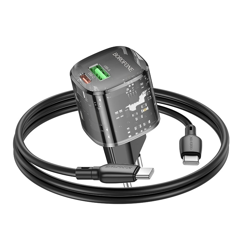 Sieťová nabíjačka s káblom USB-C Borofone BN17 Sunlight, 20W, 3A, 1 x USB-A - 1 x USB-C, čierna