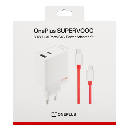 Sieťová nabíjačka s USB-C káblom OnePlus, 80W, 7,3A, 1 x USB-A - 1 x USB-C, biela 5461100597