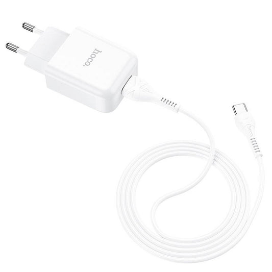 Sieťová nabíjačka s káblom USB-C HOCO N2, 10W, 2A, 1 x USB-A, Biela