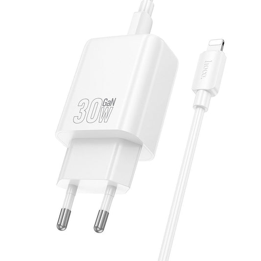 Sieťová nabíjačka s káblom Lightning HOCO N62, 30W, 3A, 1 x USB-C, Biela