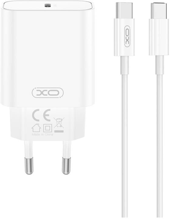 Sieťová nabíjačka s káblom USB-C XO Design CE32, 20W, 3A, 1 x USB-C, Biela