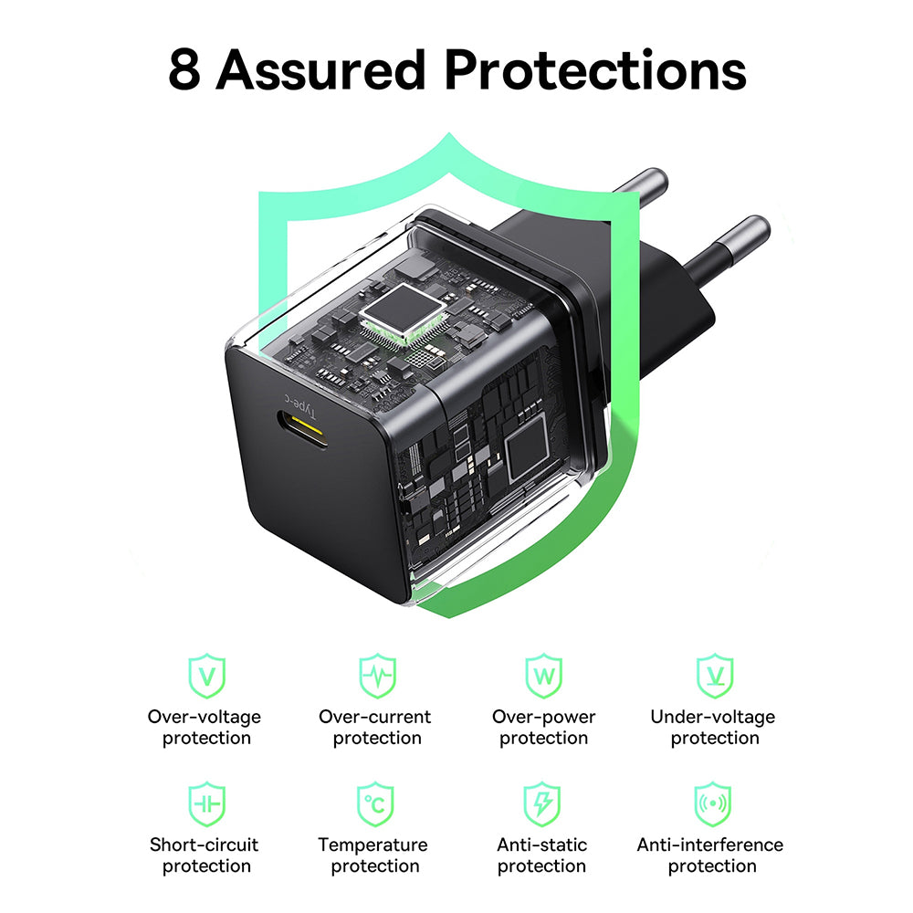 Sieťová nabíjačka s káblom USB-C Baseus Palm, 30W, 3A, 1 x USB-C, Čierna P10111605113-01