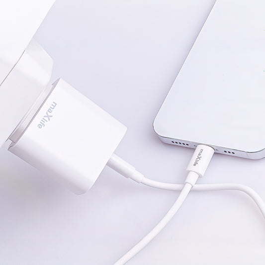 Sieťová nabíjačka s káblom USB-C MaXlife MXTC-06-20AC, 20W, 3A, 1 x USB-A - 1 x USB-C, Biela