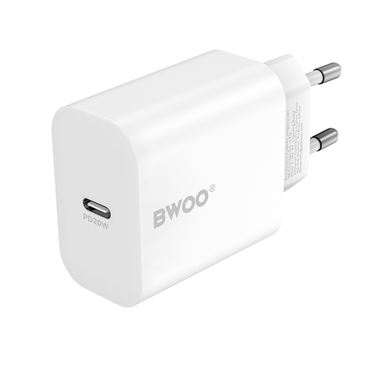 Sieťová nabíjačka s káblom Lightning BWOO CDA233, 20W, 3A, 1 x USB-C, Biela