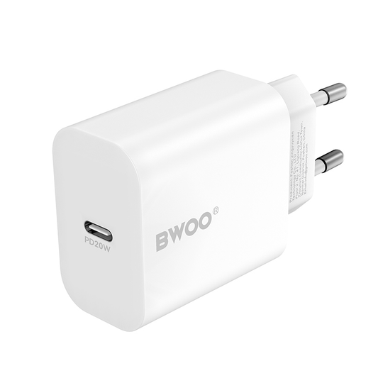 Sieťová nabíjačka s káblom USB-C BWOO CDA233, 20W, 3A, 1 x USB-C, Biela
