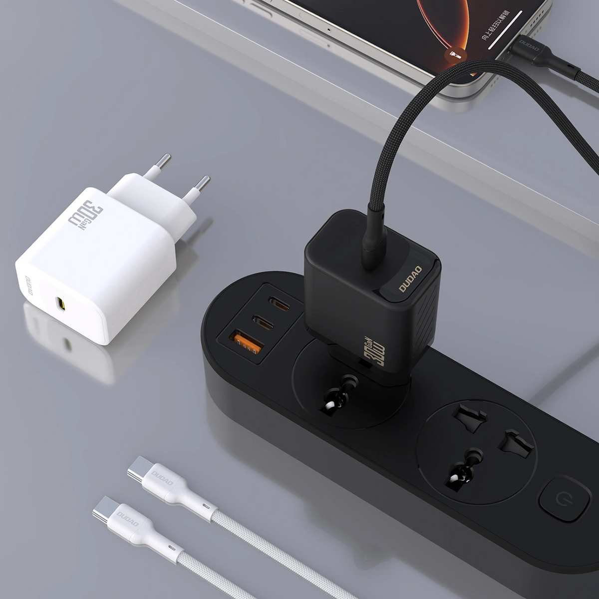 Sieťová nabíjačka s káblom USB-C Dudao A27PCEU, 30W, 3A, 1 x USB-C, čierna