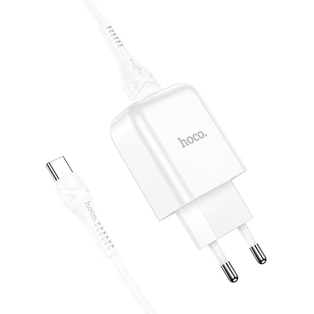 Sieťová nabíjačka s káblom USB-C HOCO N2, 10W, 2A, 1 x USB-A, Biela