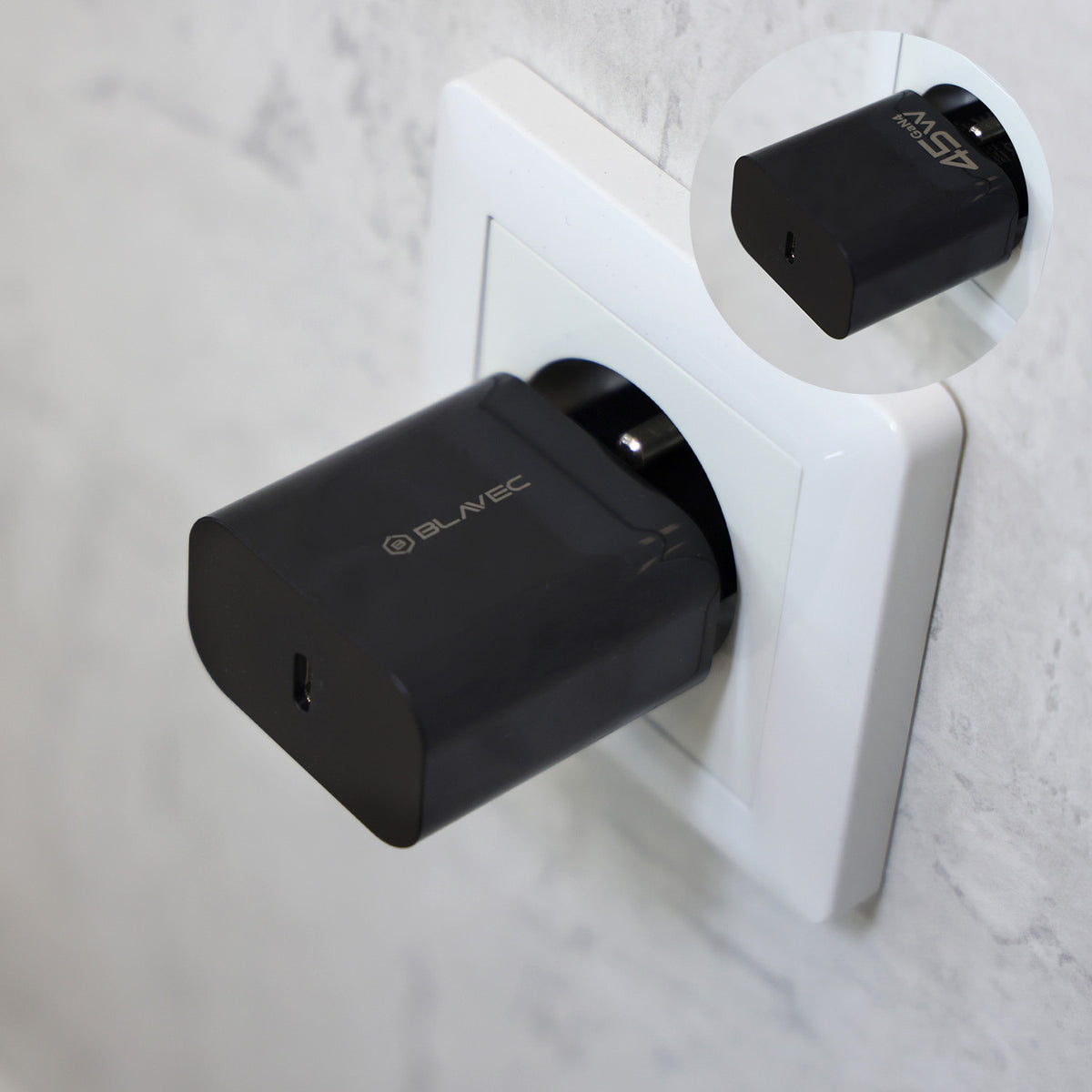 Sieťová nabíjačka s káblom USB-C Blavec BC-7, 45W, 3A, 1 x USB-C, Čierna