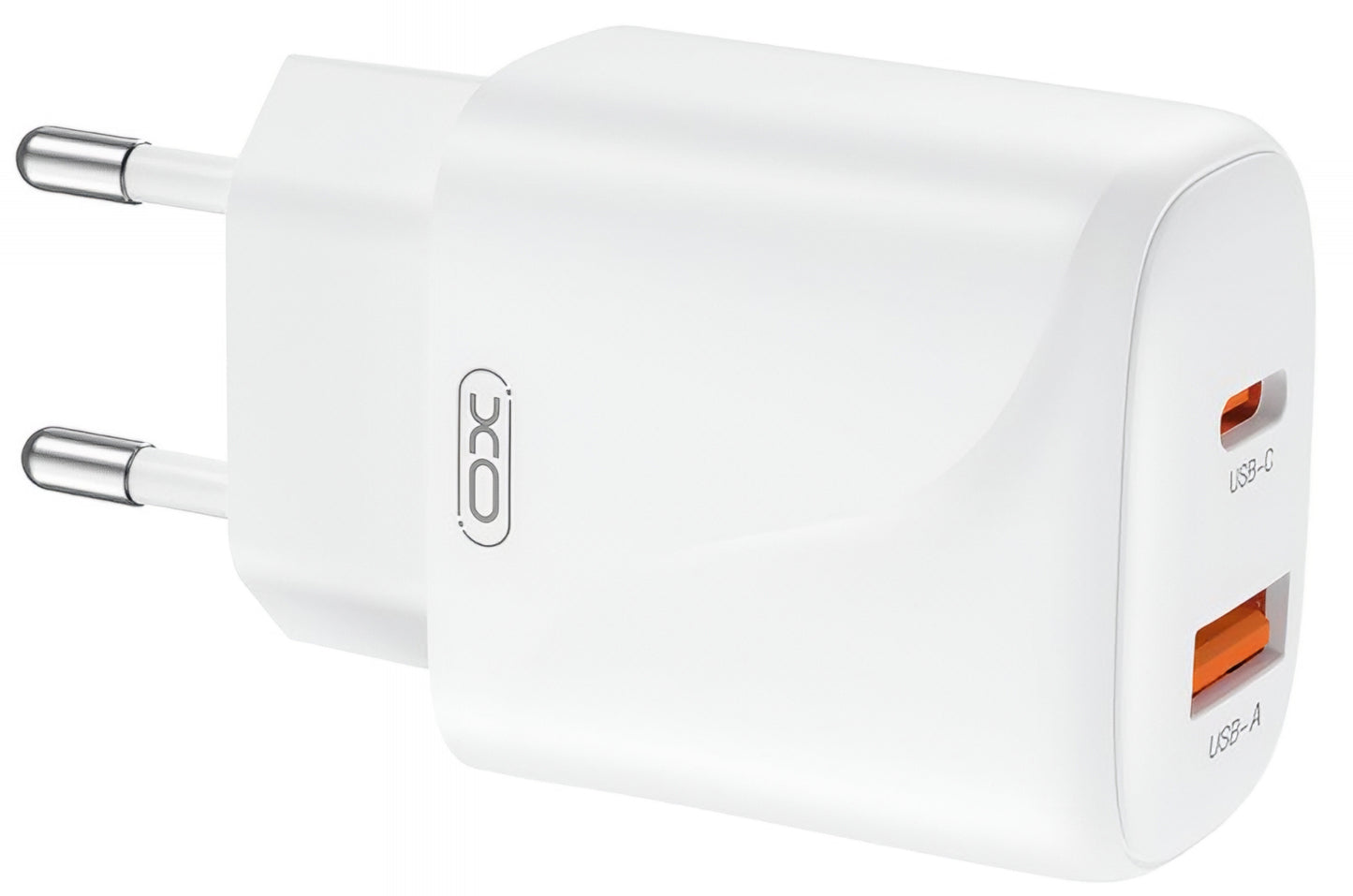 Sieťová nabíjačka s káblom USB-C XO Design L158, 20W, 3A, 1 x USB-A - 1 x USB-C, Biela