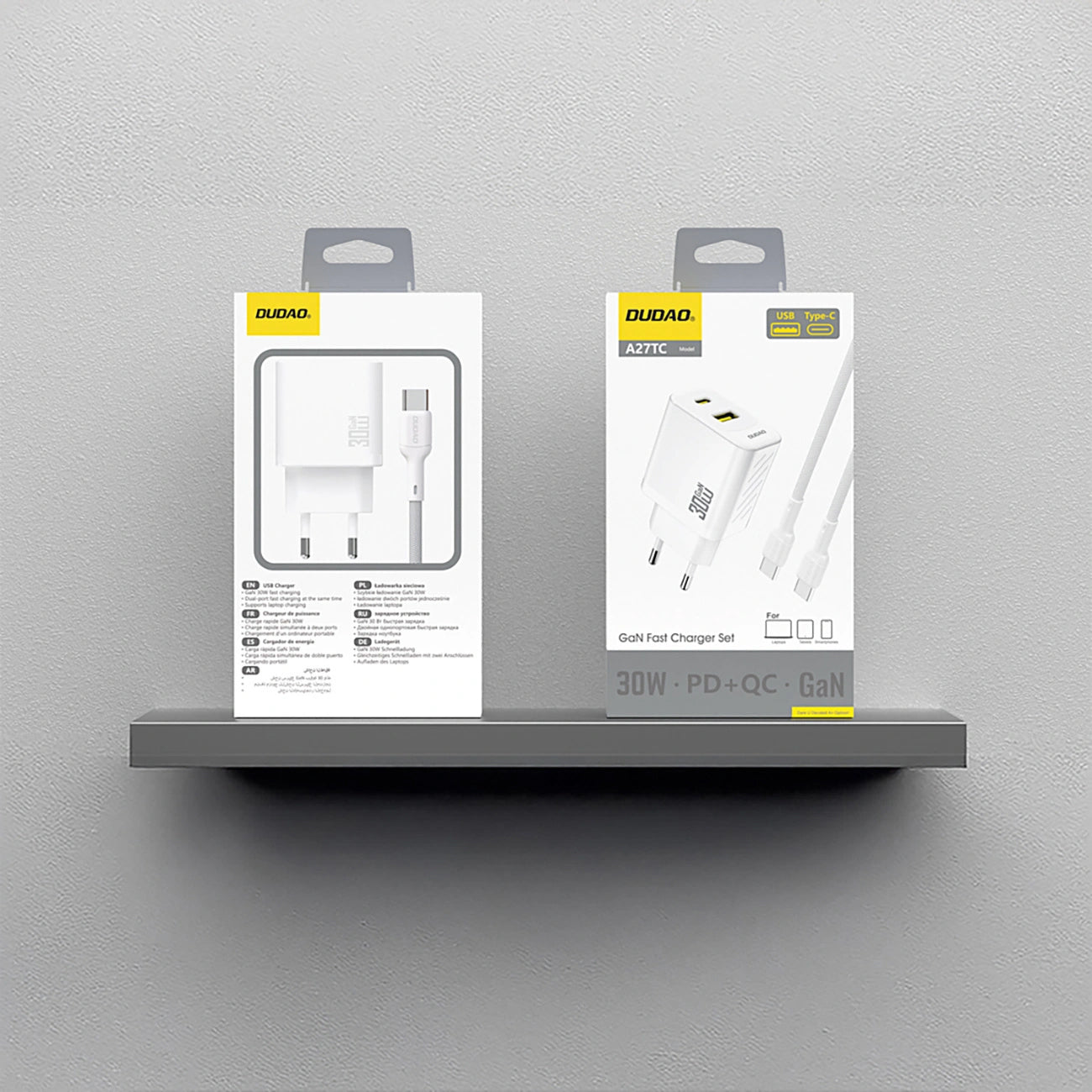 Sieťová nabíjačka s káblom USB-C Dudao A27TCEU, 30W, 1 x USB-A - 1 x USB-C, Biela