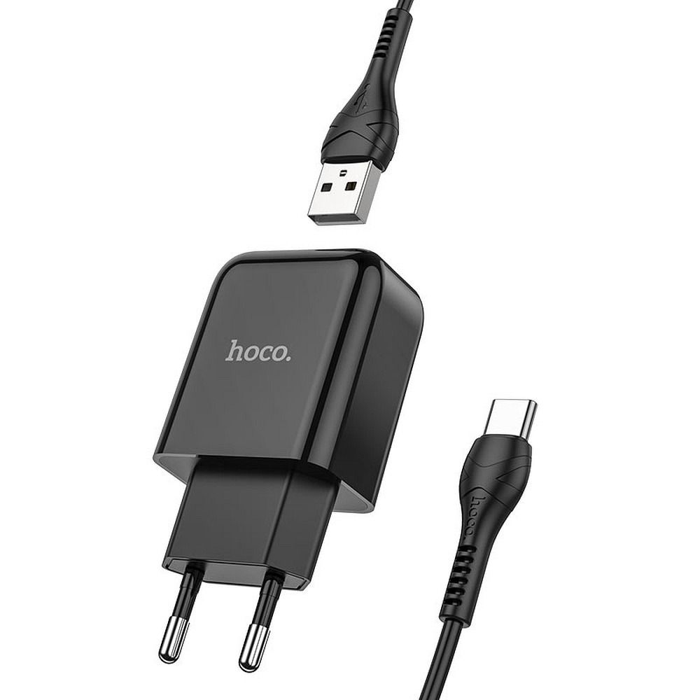 Sieťová nabíjačka s káblom USB-C HOCO N2, 10W, 2A, 1 x USB-A, Čierna