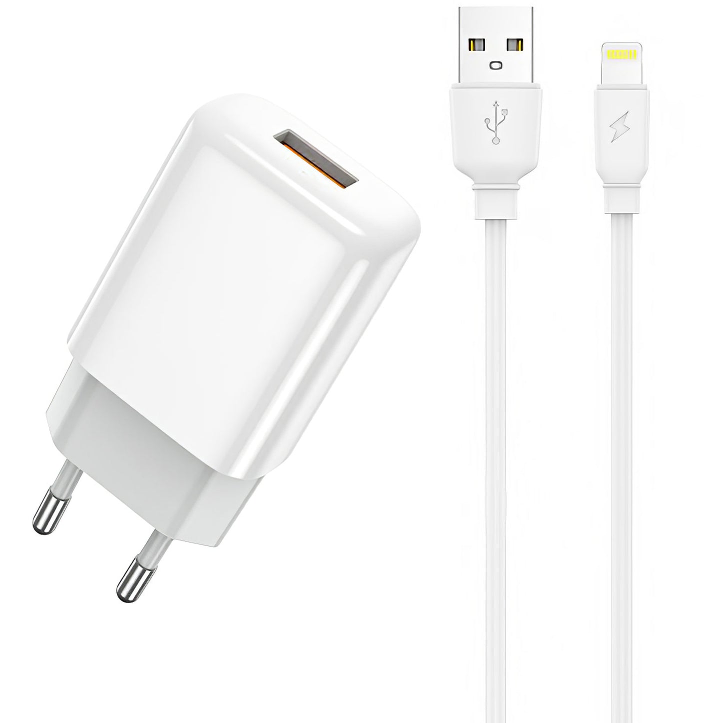 Sieťová nabíjačka Prestico F7S s káblom Lightning, 12 W, 2,4 A, 1 x USB-A, biela