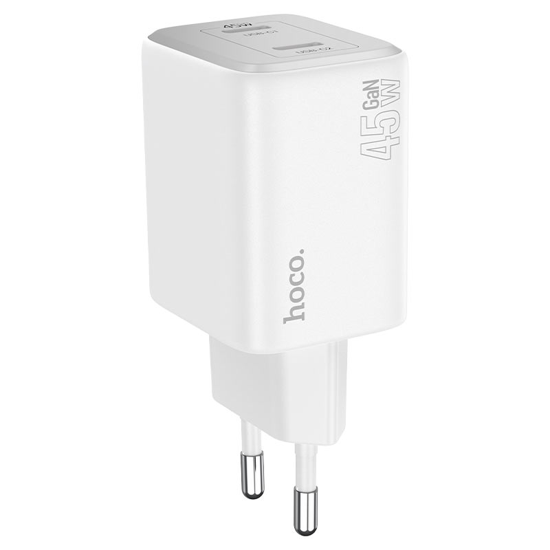 Sieťová nabíjačka s káblom Lightning HOCO N42, 45 W, 3A, 2 x USB-C, biela