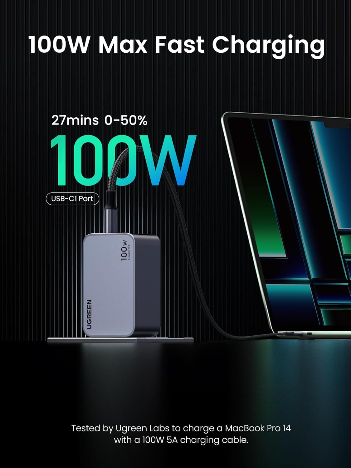 Sieťová nabíjačka UGREEN X757 Nexode Pro USB-C Cable, 100 W, 3A, 1 x USB-A - 2 x USB-C, sivá