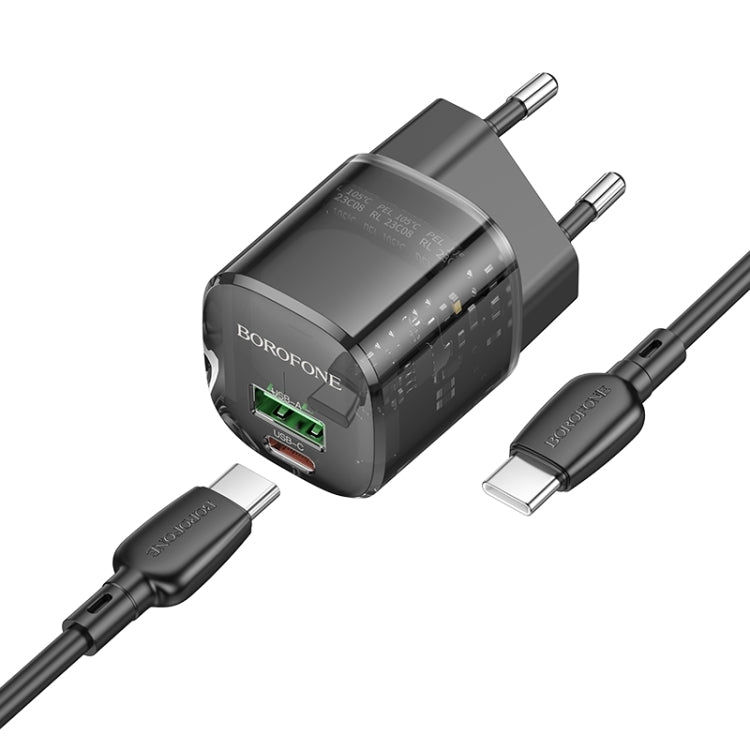 Sieťová nabíjačka s káblom USB-C Borofone BN17 Sunlight, 20W, 3A, 1 x USB-A - 1 x USB-C, čierna