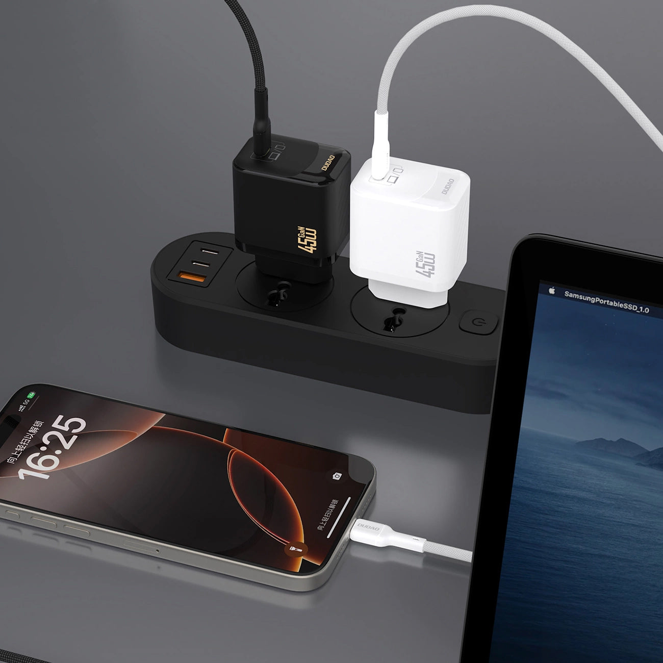 Sieťová nabíjačka s káblom USB-C Dudao A28C, 45W, 3A, 1 x USB-C, Čierna