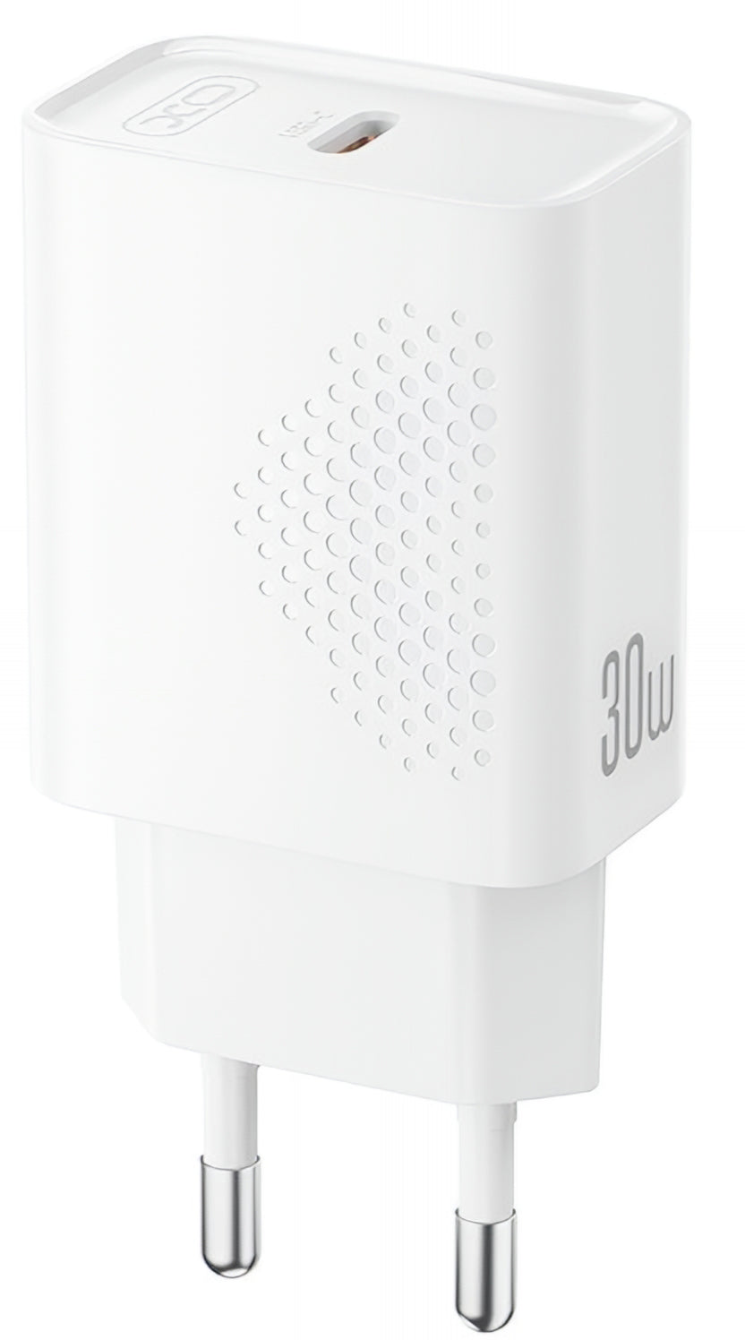 Sieťová nabíjačka s káblom USB-C XO Design L162, 30W, 3A, 1 x USB-C, Biela