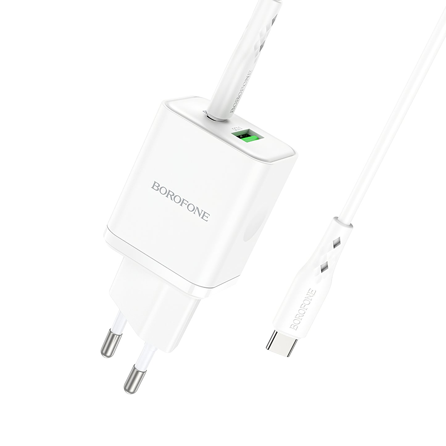 Sieťová nabíjačka s káblom USB-C Borofone BN7, 20 W, 3A, 1 x USB-A - 1 x USB-C, biela