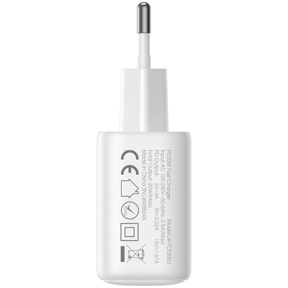 Sieťová nabíjačka s káblom USB-C Joyroom JR-TCF20, 20W, 3A, 1 x USB-C, Biela