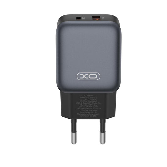 Sieťová nabíjačka s káblom USB-C XO Design L156, 30W, 3A, 1 x USB-A - 1 x USB-C, čierna