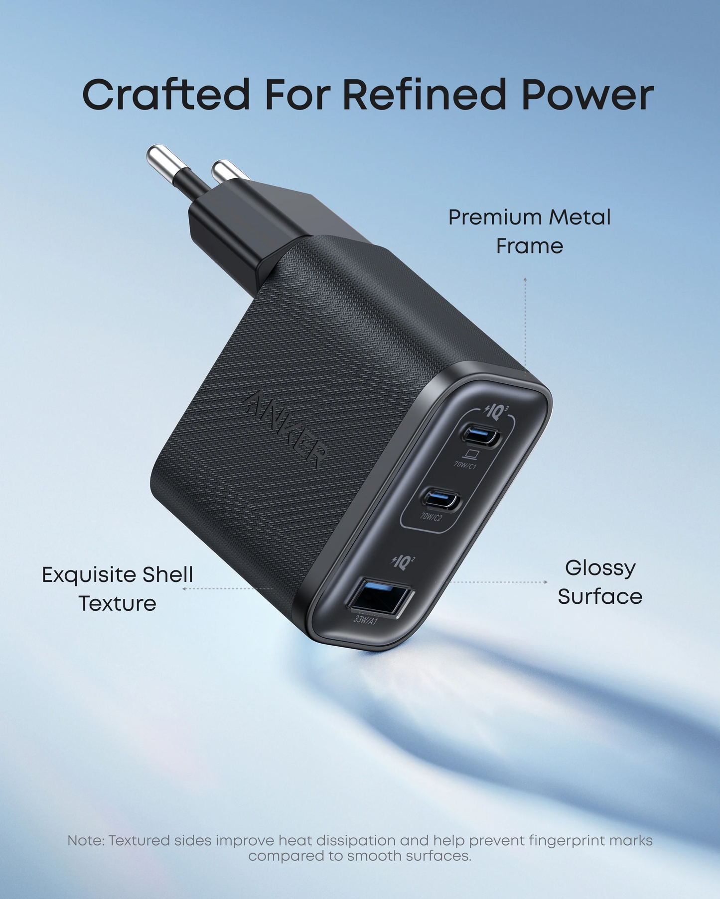 Sieťová nabíjačka s káblom USB-C Anker Nano, 70W, 3.5A, 1 x USB-A - 2 x USB-C, Sivá B121A311