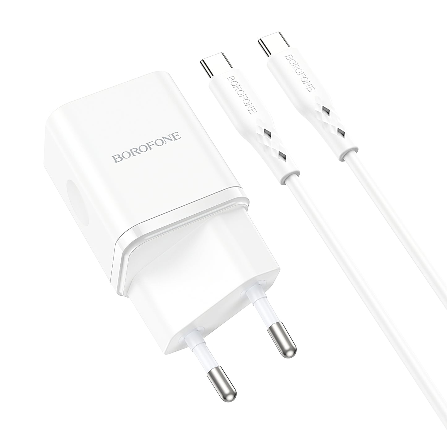 Sieťová nabíjačka s káblom USB-C Borofone BN7, 20 W, 3A, 1 x USB-A - 1 x USB-C, biela