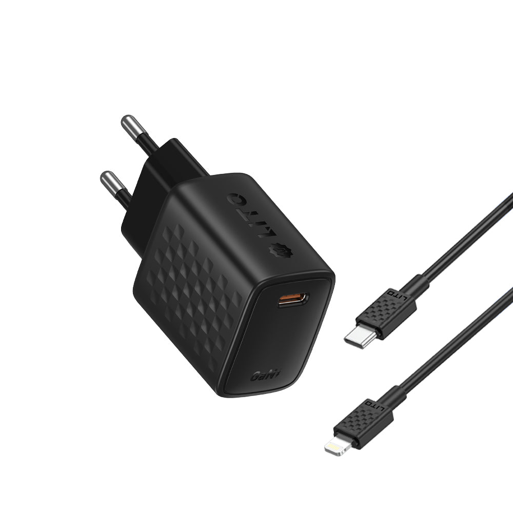 Sieťová nabíjačka s káblom Lightning Lito LC17L, 30W, 3A, 1 x USB-C, čierna