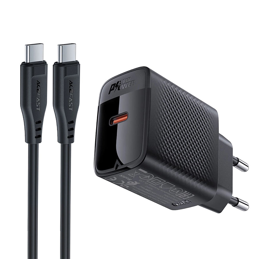 Sieťová nabíjačka s káblom USB-C Acefast A82, 20W, 3A, 1 x USB-C, čierna