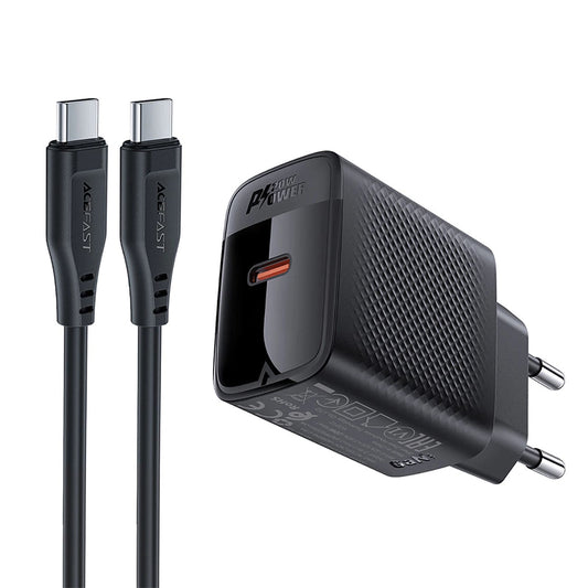 Sieťová nabíjačka s káblom USB-C Acefast A82, 20W, 3A, 1 x USB-C, čierna