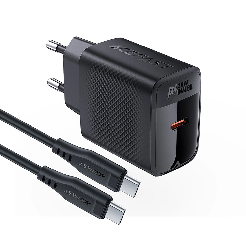 Sieťová nabíjačka s káblom USB-C Acefast A82, 20W, 3A, 1 x USB-C, čierna