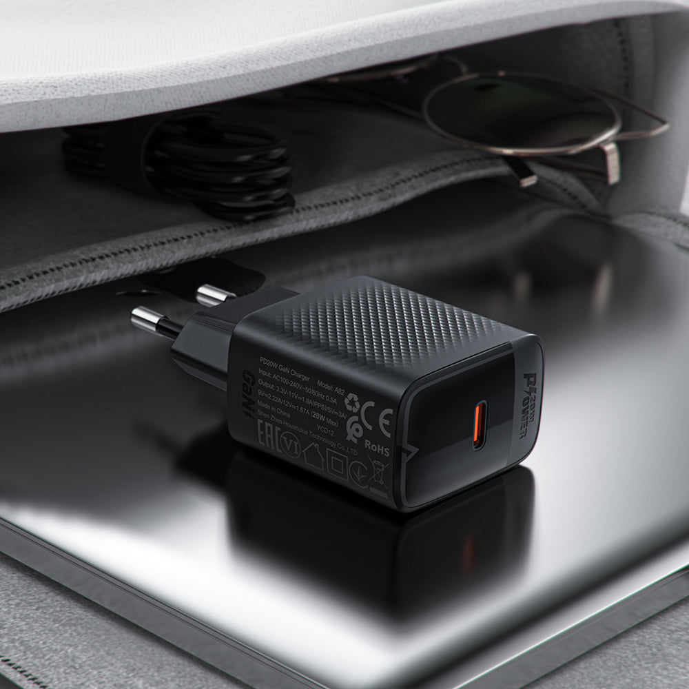 Sieťová nabíjačka s káblom USB-C Acefast A82, 20W, 3A, 1 x USB-C, čierna
