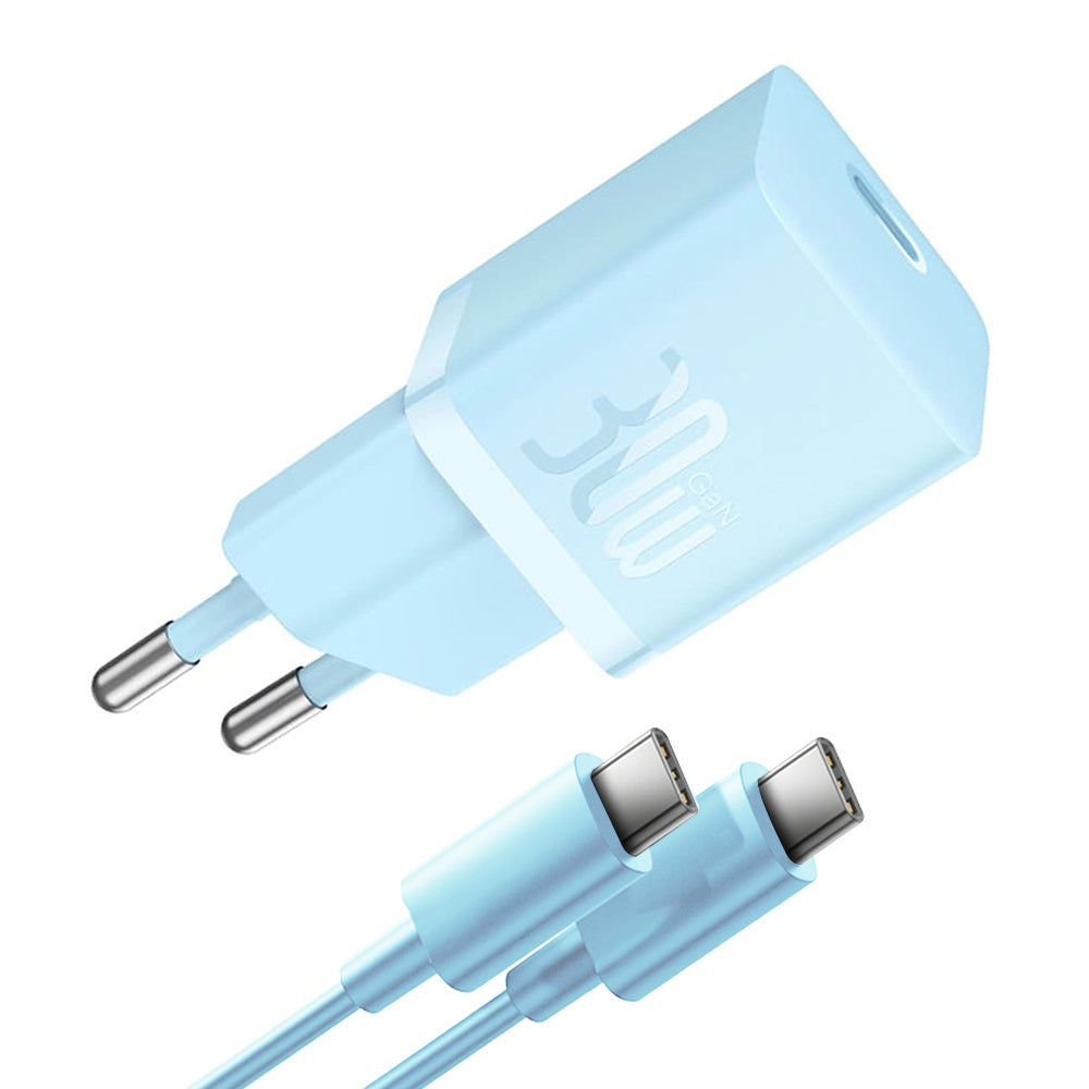 Sieťová nabíjačka s káblom USB-C Baseus GaN Mini 1C, 30W, 3A, 1 x USB-C, Modrá P10110902313-00