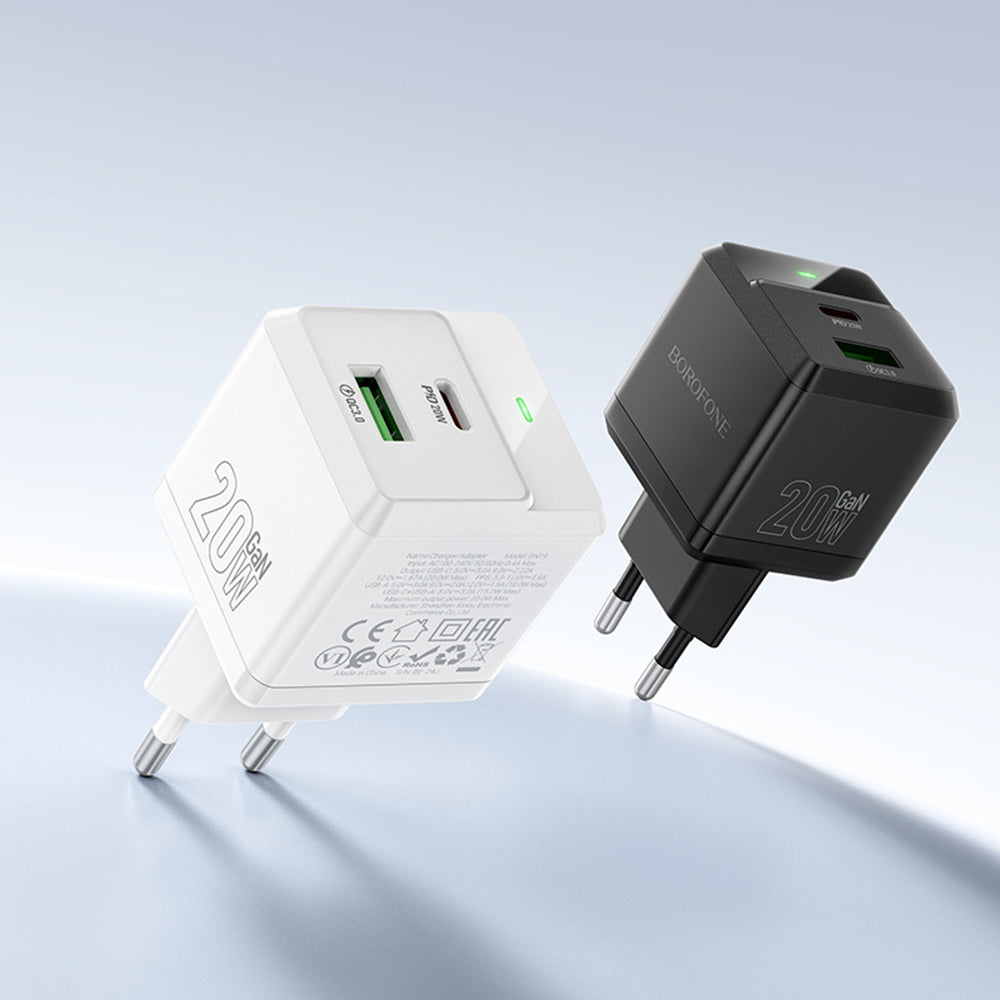 Sieťová nabíjačka s káblom USB-C Borofone BN19 Intenso, 20W, 3A, 1 x USB-A - 1 x USB-C, Čierna