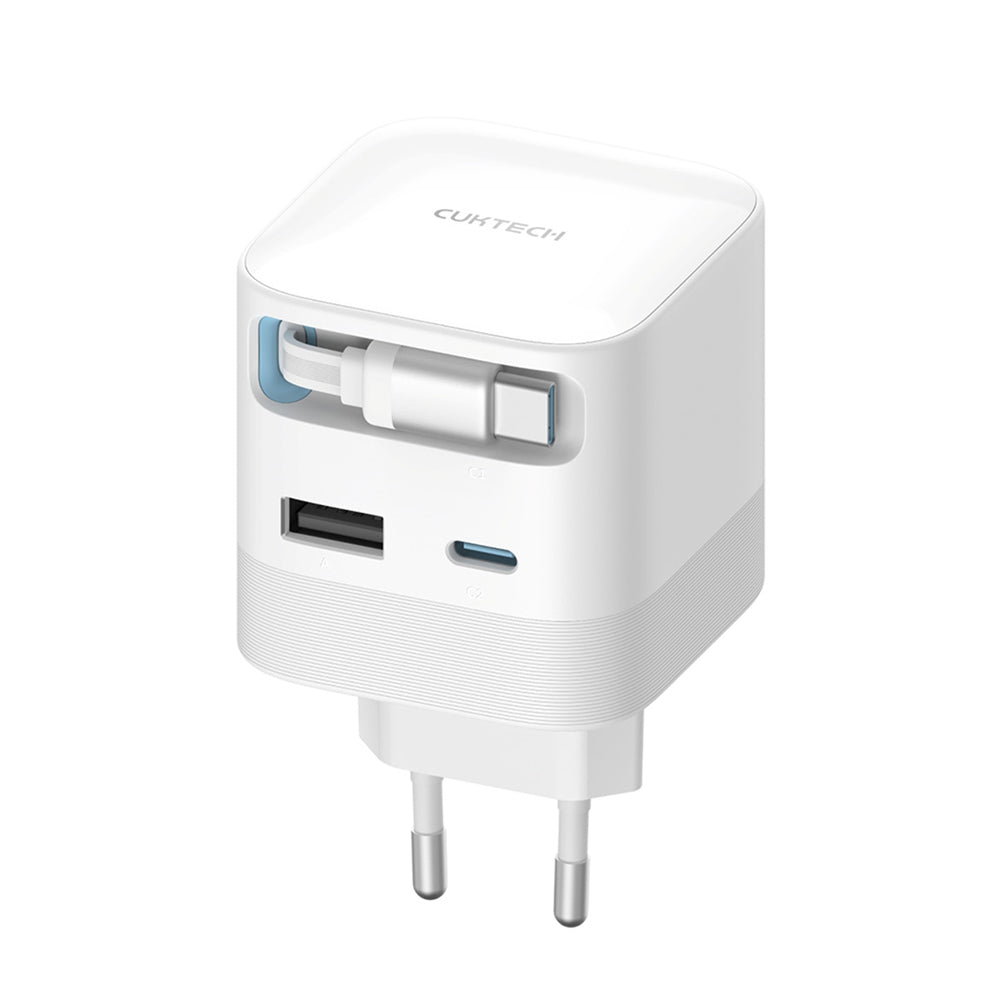 Sieťová nabíjačka s USB-C káblom Cuktech, 67W, 3,25A, 1 x USB-A - 1 x USB-C, biela CUKA653WEUWT