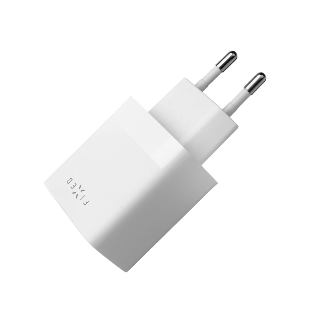 Sieťová nabíjačka s káblom USB-C Fixed, 17W, 3A, 2 x USB-A, Biela