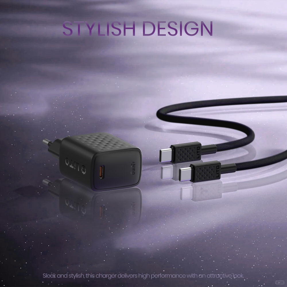Sieťová nabíjačka s káblom USB-C Lito LC17T, 30W, 3A, 1 x USB-C, čierna