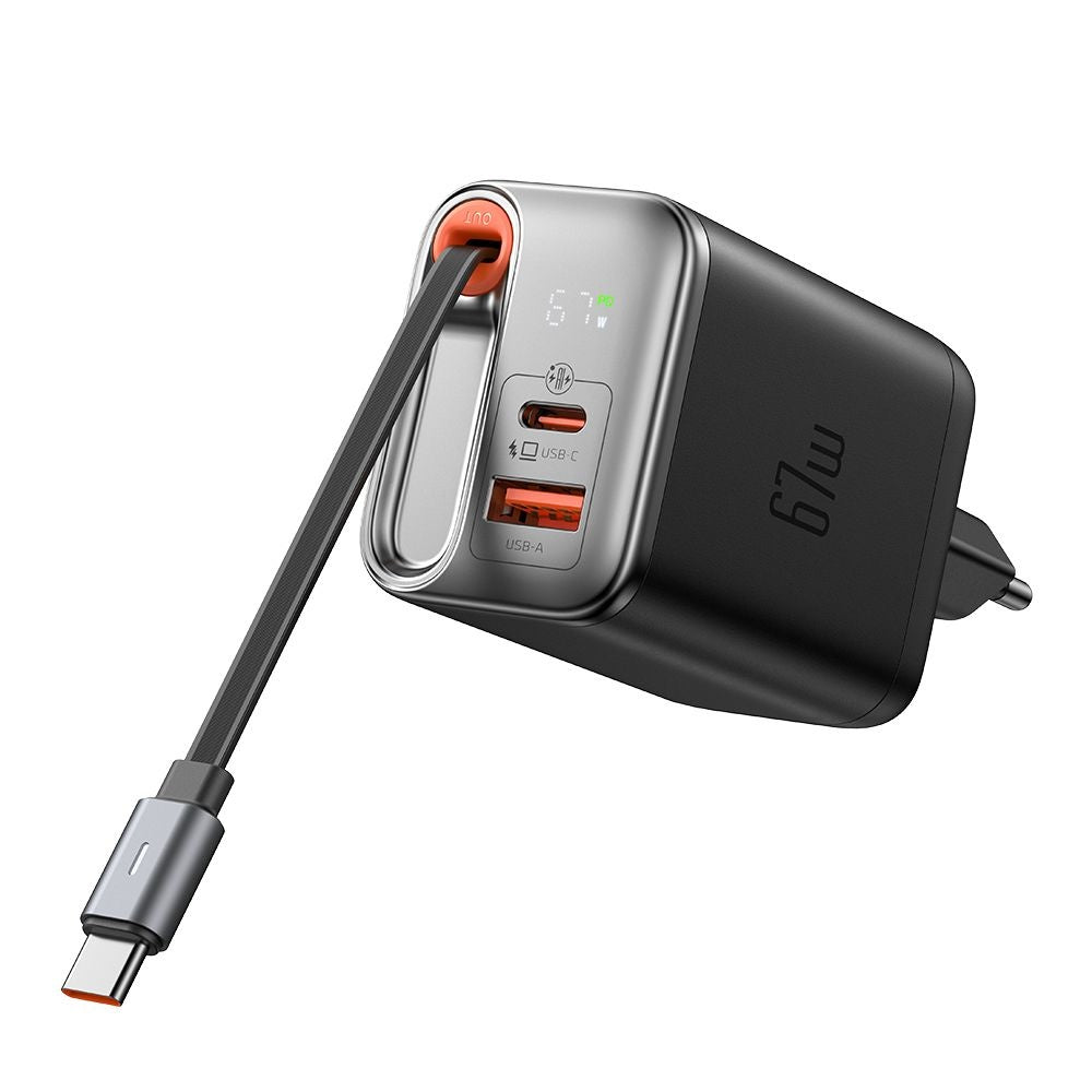 Sieťová nabíjačka s káblom USB-C McDodo CH-4100 FreeGo Display, 67W, 3.35A, 1 x USB-A - 1 x USB-C, čierna