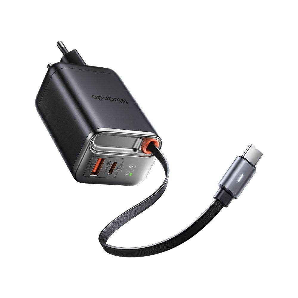 Sieťová nabíjačka s káblom USB-C McDodo CH-4100 FreeGo Display, 67W, 3.35A, 1 x USB-A - 1 x USB-C, čierna
