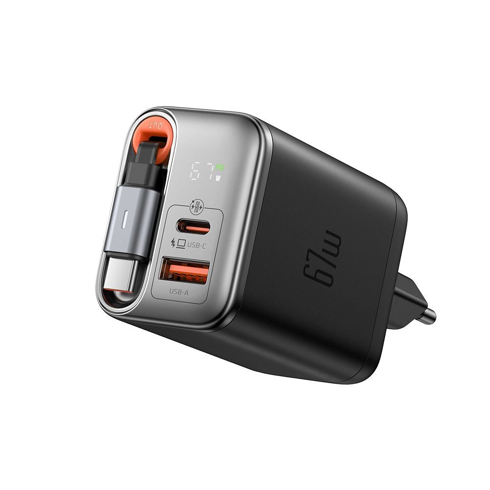 Sieťová nabíjačka s káblom USB-C McDodo CH-4100 FreeGo Display, 67W, 3.35A, 1 x USB-A - 1 x USB-C, čierna