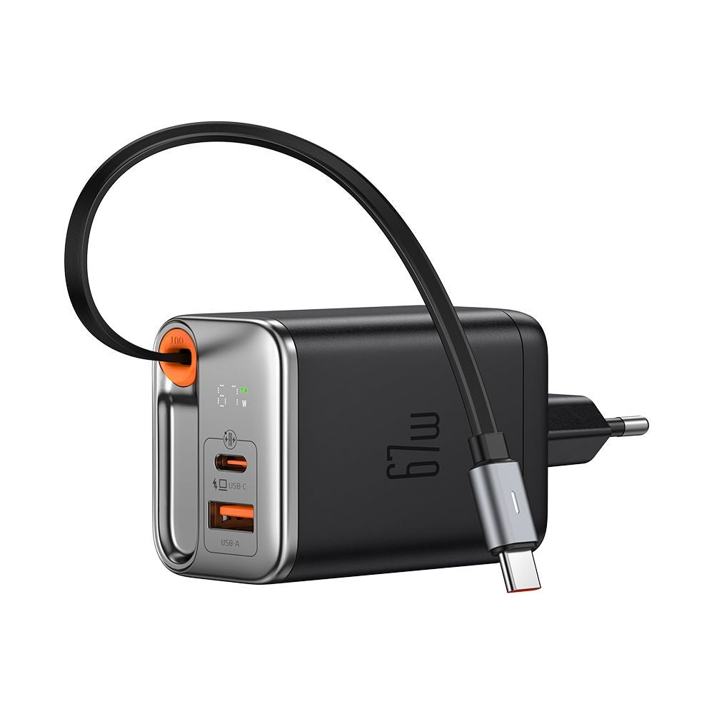 Sieťová nabíjačka s káblom USB-C McDodo CH-4100 FreeGo Display, 67W, 3.35A, 1 x USB-A - 1 x USB-C, čierna