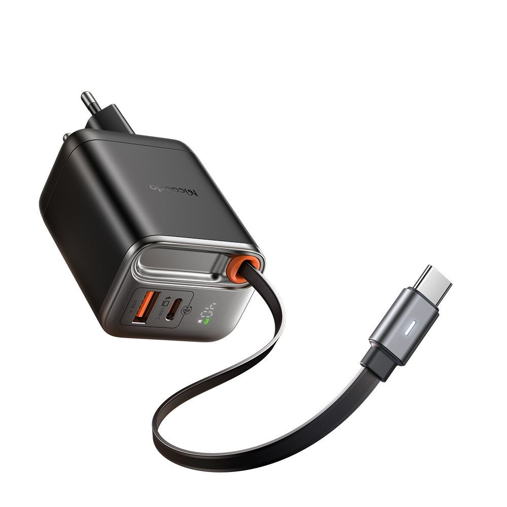 Sieťová nabíjačka s káblom USB-C McDodo CH-4281 FreeGo Display, 40W, 3A, 1 x USB-A - 1 x USB-C, čierna
